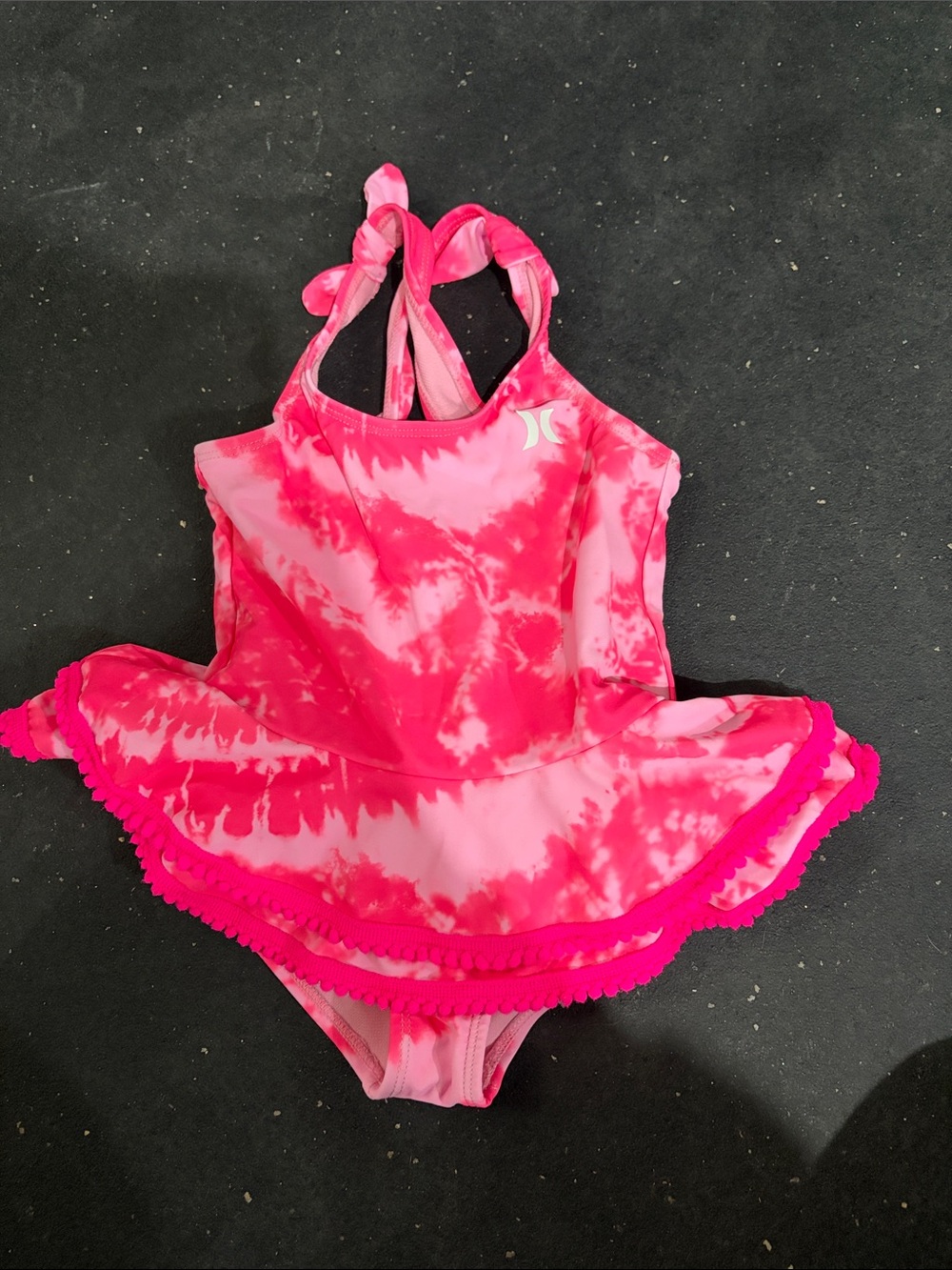 Hurley Girls Hot Pink Tie-Dye Skirted Swimsuit